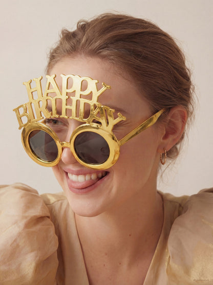 Glasses Happy Birthday - cold gold