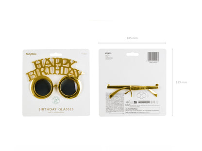 Glasses Happy Birthday - cold gold