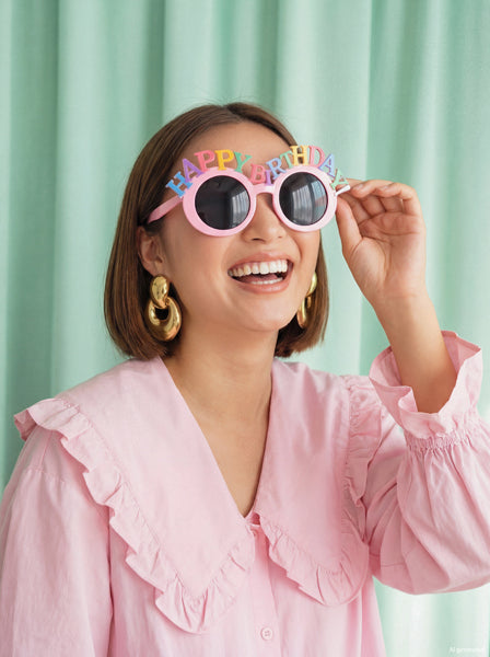 Glasses Happy Birthday - pink