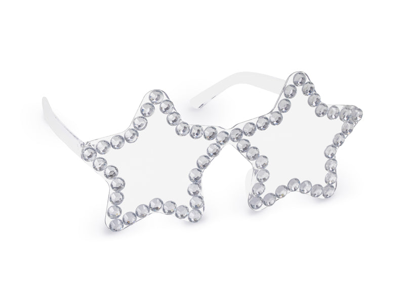 Glasses Stars with rhinestones - silver