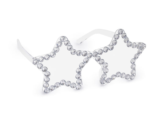 Glasses Stars with rhinestones - silver