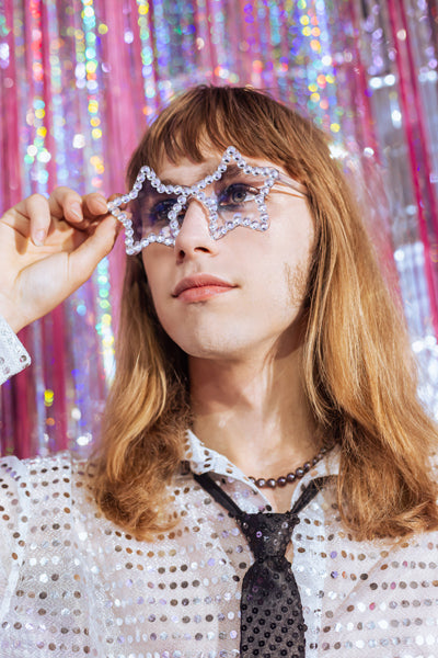 Glasses Stars with rhinestones - silver