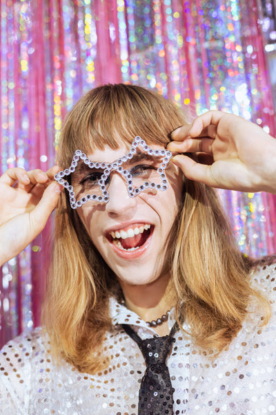 Glasses Stars with rhinestones - silver