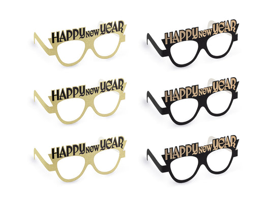 Glasses Happy New Year - black-gold