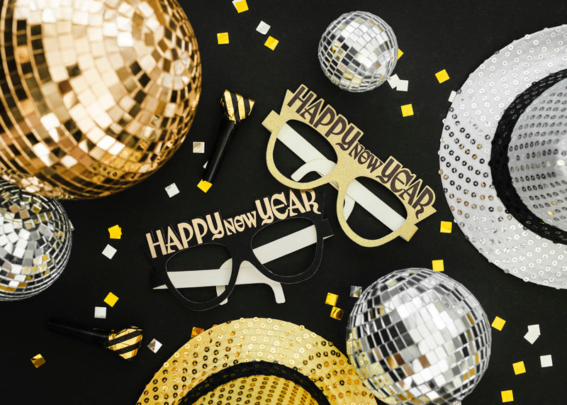 Glasses Happy New Year - black-gold