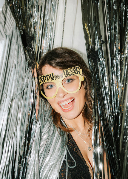 Glasses Happy New Year - black-gold