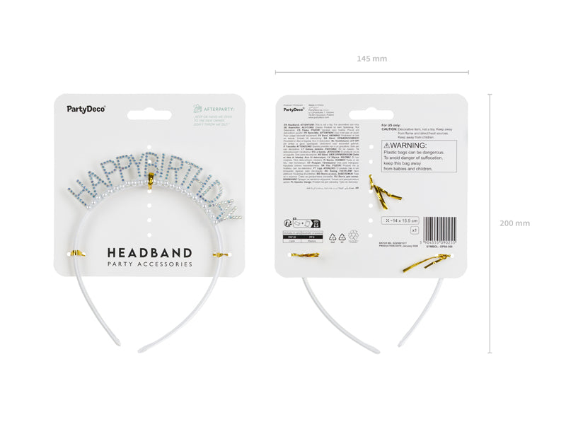 Headband Happy Birthday - silver