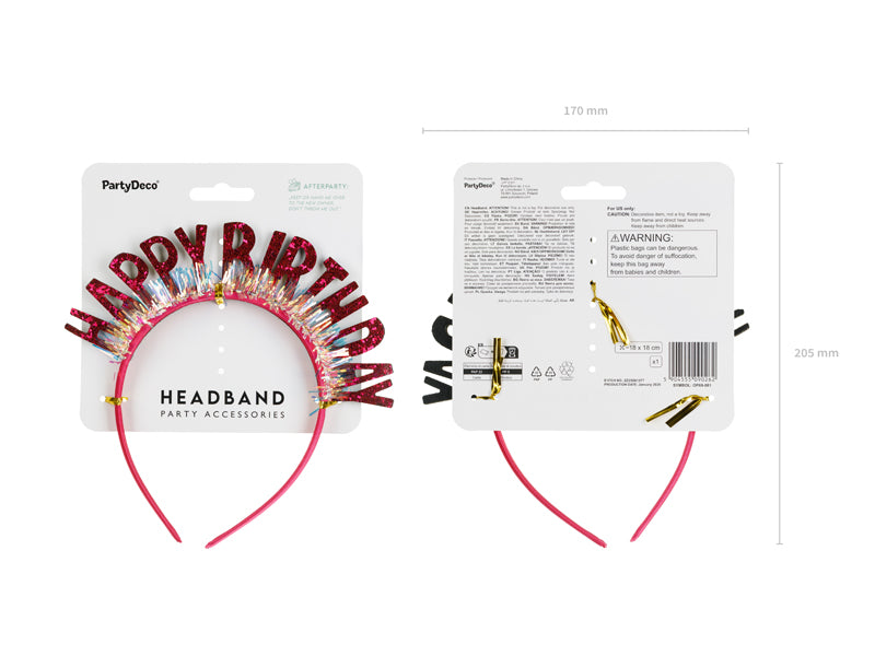 Headband Happy Birthday - pink