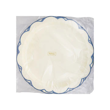 PEMBROKE CREAM WITH BLUE EDGE 12" PAPER PLATE