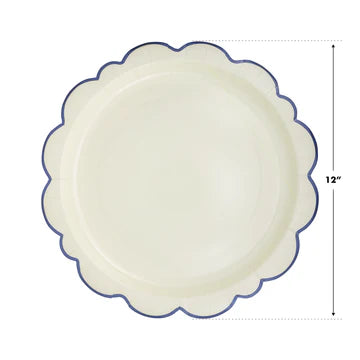 PEMBROKE CREAM WITH BLUE EDGE 12" PAPER PLATE