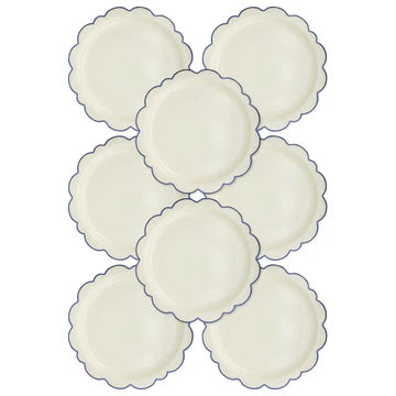 PEMBROKE CREAM WITH BLUE EDGE 12" PAPER PLATE
