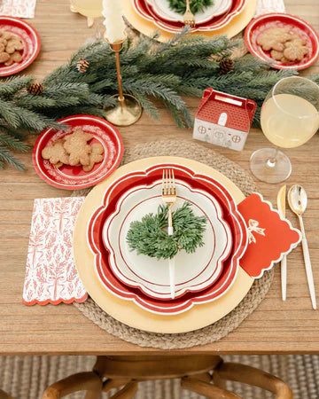 Assiette à bordure de branches rouges
