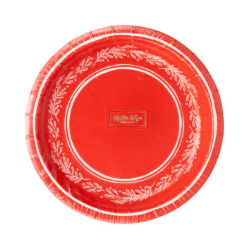 Assiette à bordure de branches rouges