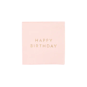 PETAL PINK SIGNATURE HAPPY BIRTHDAY COCKTAIL NAPKINS