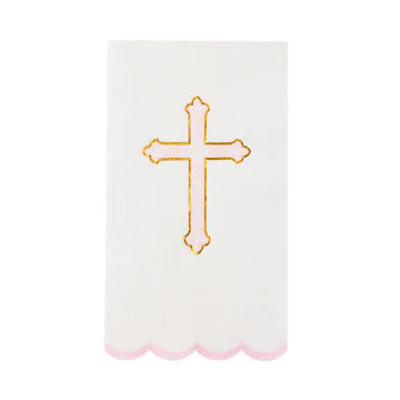 PETAL PINK CROSS GUEST TOWELS