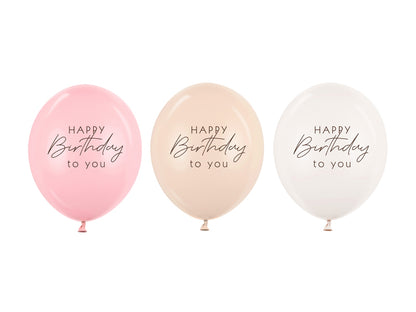 6-pack of Happy Birthday 12" latex balloons