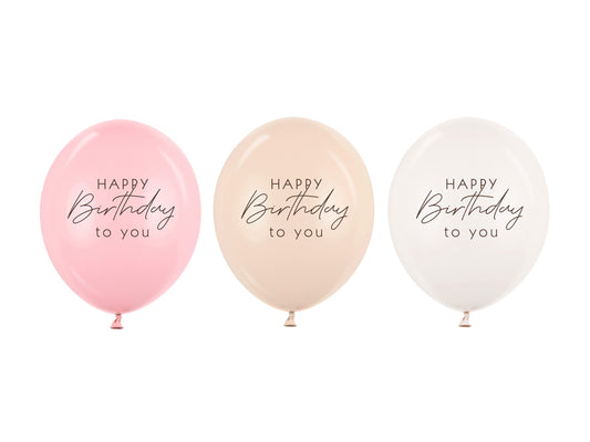 6-pack of Happy Birthday 12" latex balloons