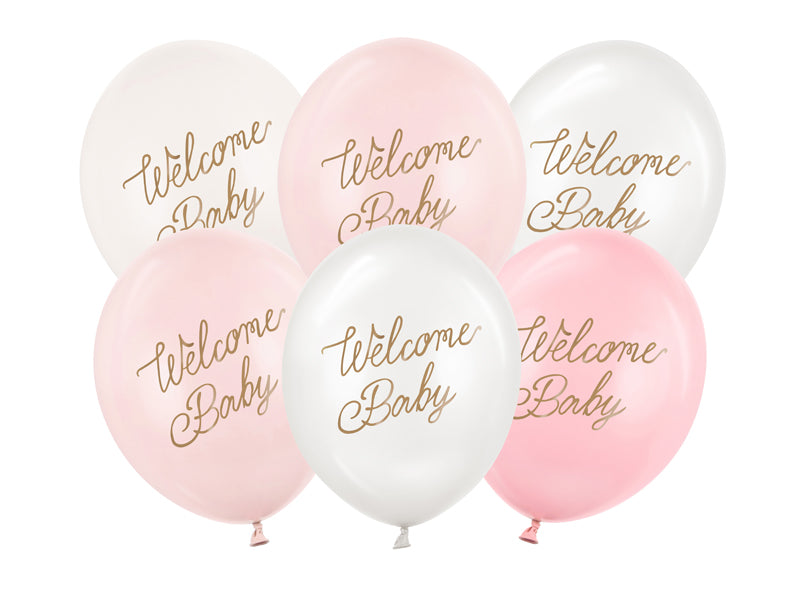 Welcome Baby Pink Latex Balloon Pack