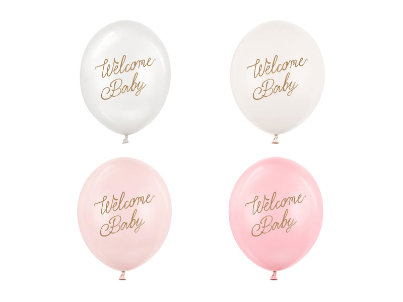 Welcome Baby Pink Latex Balloon Pack