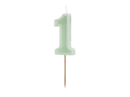 Mint Pastel Green Number Candles