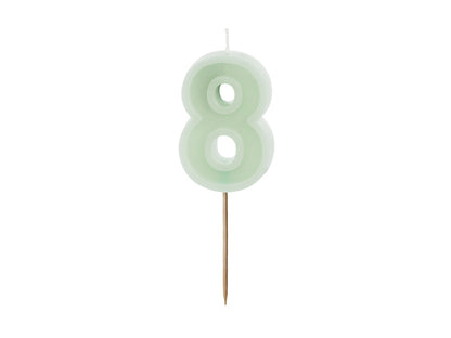 Mint Pastel Green Number Candles