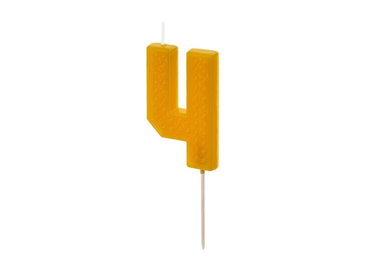 Birthday candle Number 4 - yellow