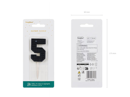Birthday candle Number 5 - black