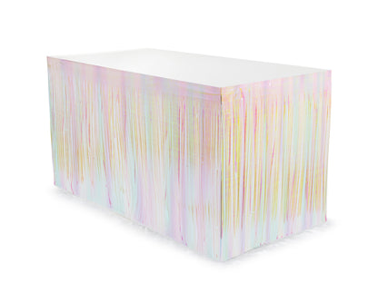 Fringe table skirt - iridescent