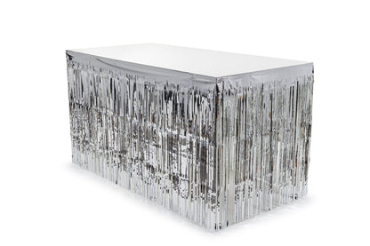 Fringe table skirt - silver