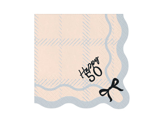 Joyeux 50e anniversaire avec des serviettes à nœud noir 