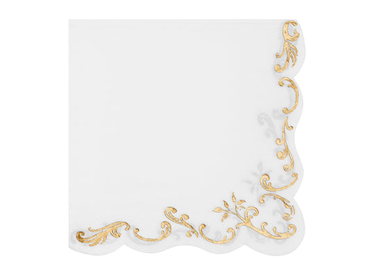 Elegant White & Gold Scalloped Napkins