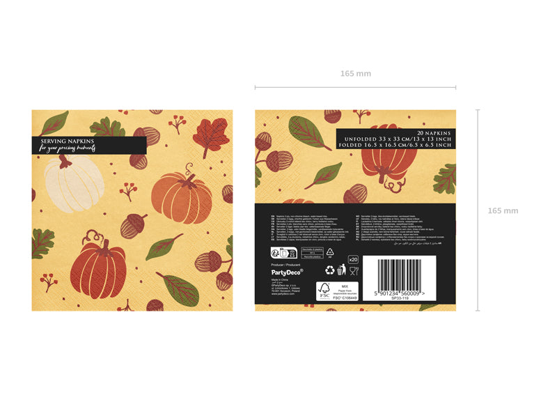 Napkins Pumpkins and acorns - orange