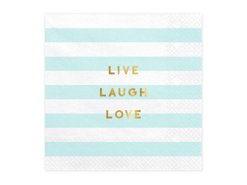 Napkins Yummy - Live Laugh Love - light blue