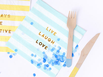 Napkins Yummy - Live Laugh Love - light blue