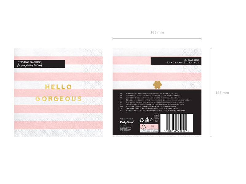 Napkins Yummy - Hello Gorgeous - light pink