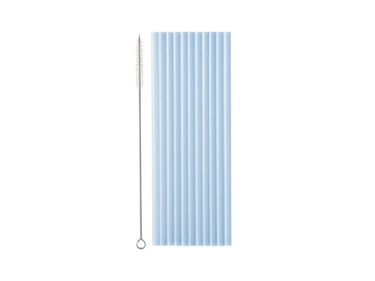 Pailles réutilisables en plastique bleu clair pastel