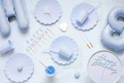 Pailles réutilisables en plastique bleu clair pastel