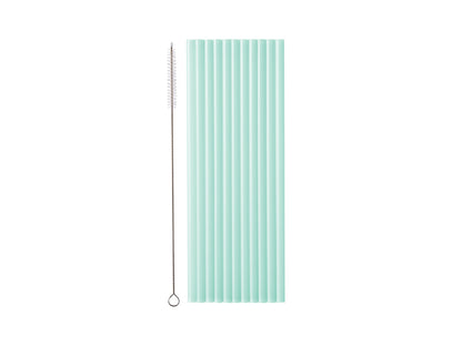 Pailles en plastique réutilisables vert pastel menthe