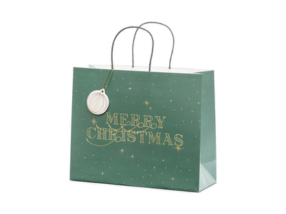 Gift bag Merry Christmas - bottle green