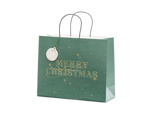 Gift bag Merry Christmas - bottle green