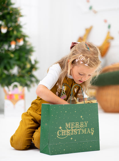 Gift bag Merry Christmas - bottle green