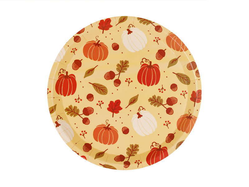 Paper plates Pumpkins and acorns - orange