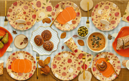 Paper plates Pumpkins and acorns - orange