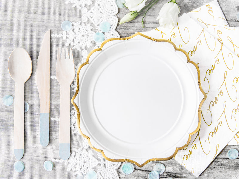 White & Gold Paper Plates