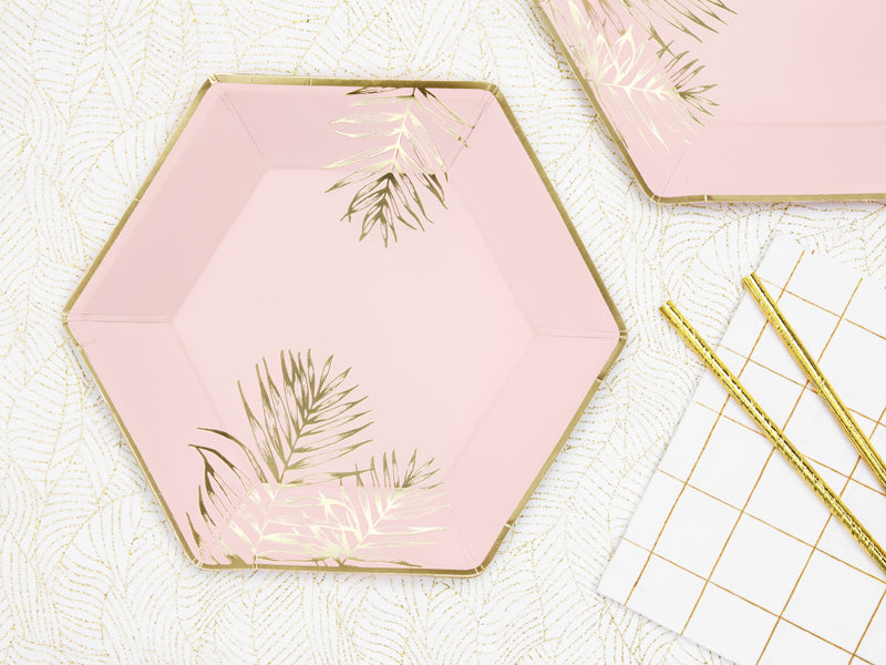 Plates Leaves - light pink