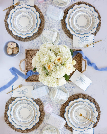 PEMBROKE CREAM WITH BLUE EDGE 12" PAPER PLATE