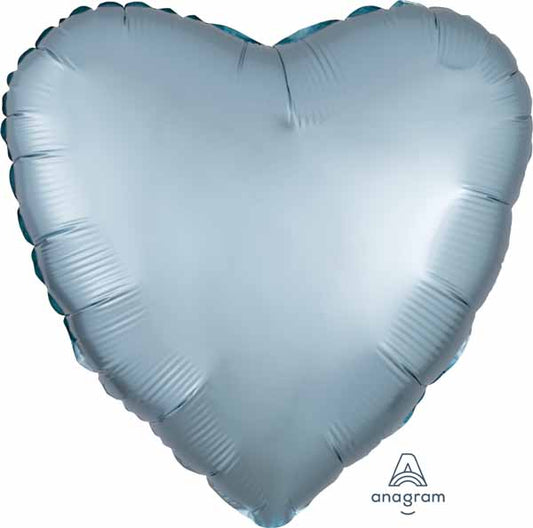 Blue Satin Luxe Heart Balloon 18"