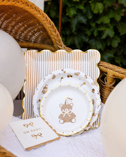 Oh Baby Gold and Tan Cocktail Napkins